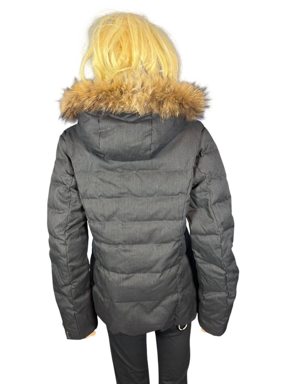 Eider Shibuya 2.0 Insulated Down Jacket Women's 10 Charcoal Gray Black Real Fur - Picture 15 of 17
